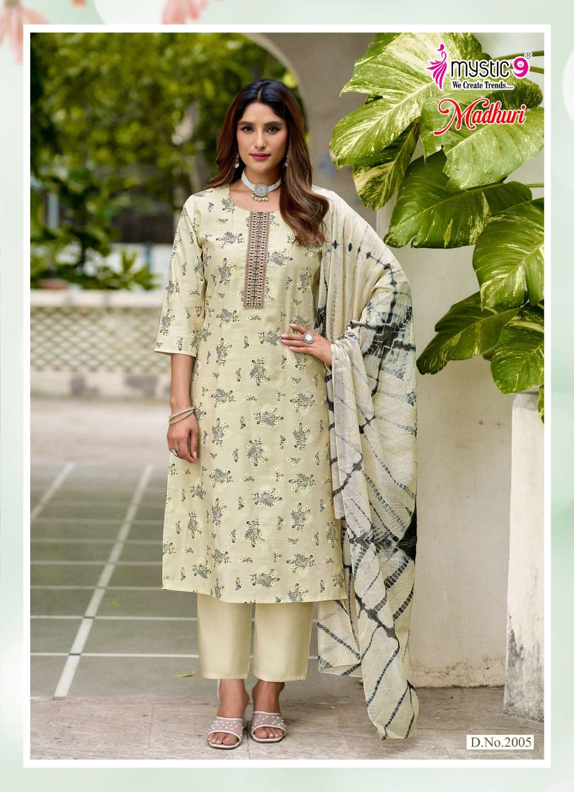 MYSTIC 9 MADHURI VOL 2 VERTICAN FOIL PRINT STRAIGHT CUT CATALOGUE SALWAR SUIT TREND DEALER
